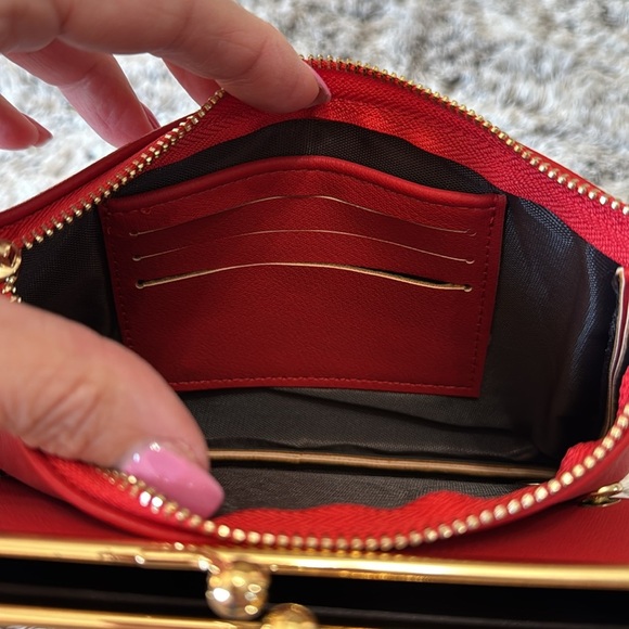 NWOT Forever Young Clutch Wallet Red with Gold Hardware Snap & Zip 2 Pockets - Picture 8 of 10
